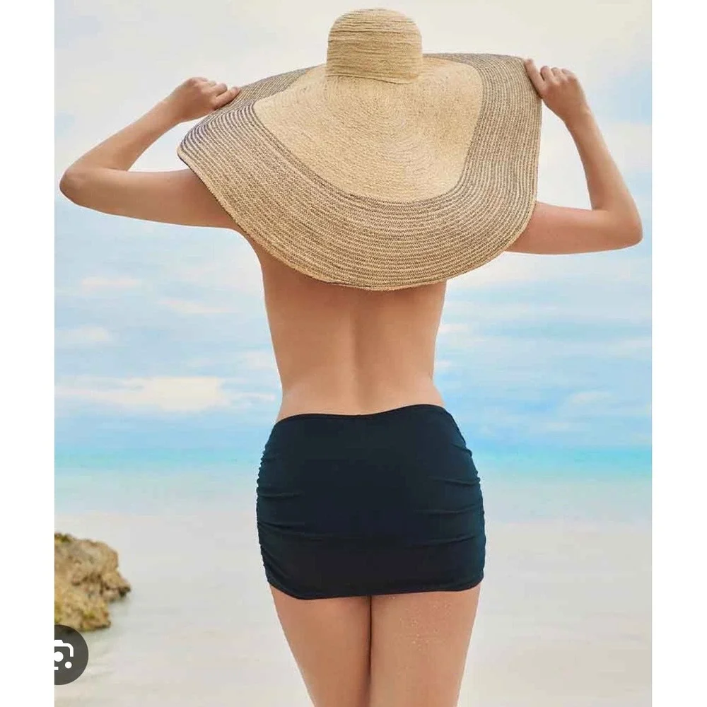 Assets‎ by Spanx Womens Black Ruched Swim Skirt Size M Slimming Brief